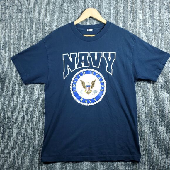 VTG United States US Navy USN Logo T-Shirts Shirt Men's XL - Picture 1 of 12
